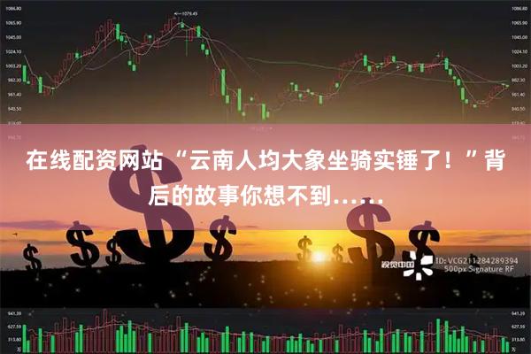 在线配资网站 “云南人均大象坐骑实锤了！”背后的故事你想不到……